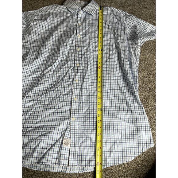 Peter Millar Mens Button Down Short Sleeve Blue Shirt Stripes Pattern Size XXL - Picture 4 of 5